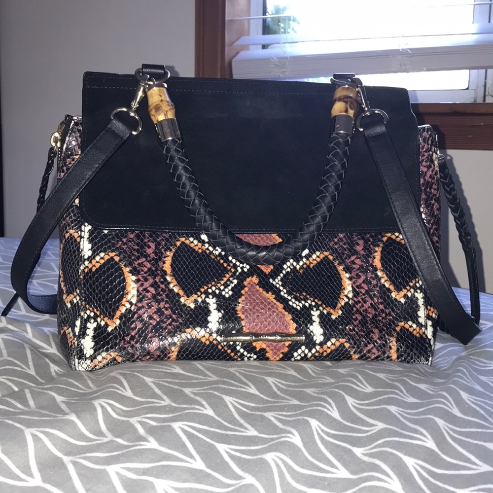 Elaine Turner Leather Snakeskin Crossbody Purse